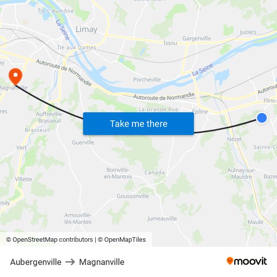 Aubergenville to Magnanville map