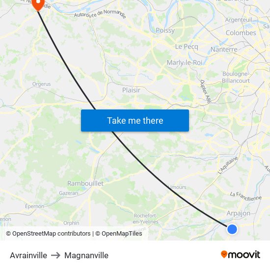 Avrainville to Magnanville map