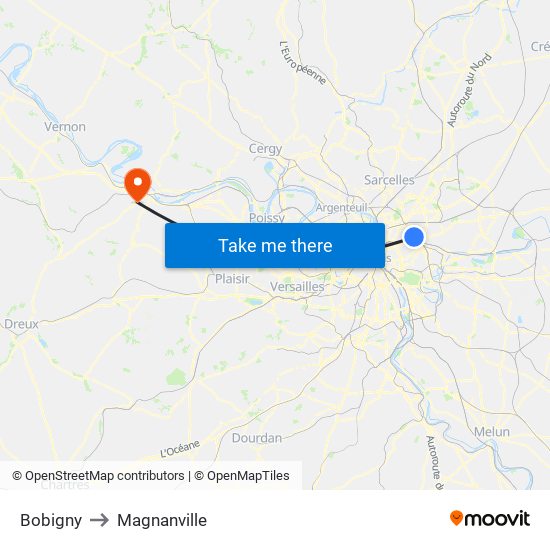 Bobigny to Magnanville map