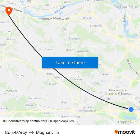 Bois-D'Arcy to Magnanville map