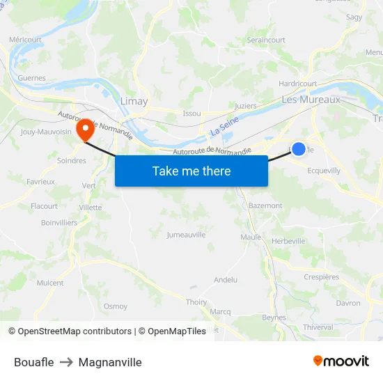 Bouafle to Magnanville map