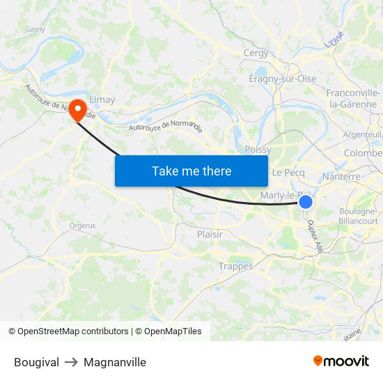 Bougival to Magnanville map