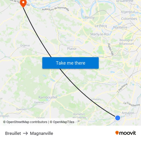 Breuillet to Magnanville map