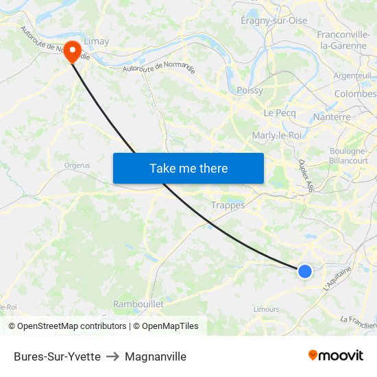 Bures-Sur-Yvette to Magnanville map