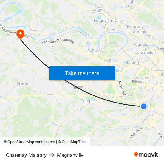 Chatenay-Malabry to Magnanville map