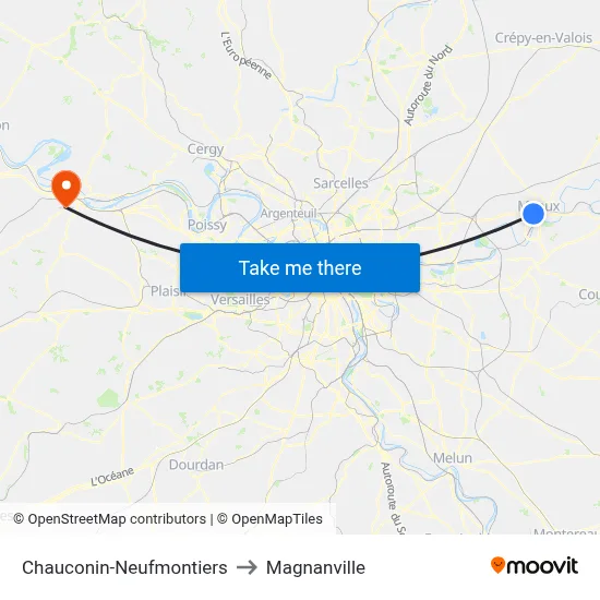 Chauconin-Neufmontiers to Magnanville map