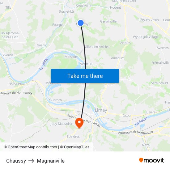 Chaussy to Magnanville map