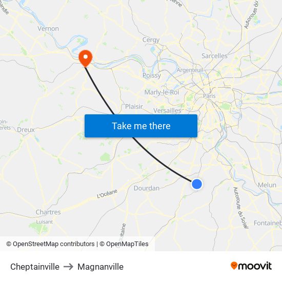 Cheptainville to Magnanville map