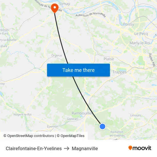 Clairefontaine-En-Yvelines to Magnanville map