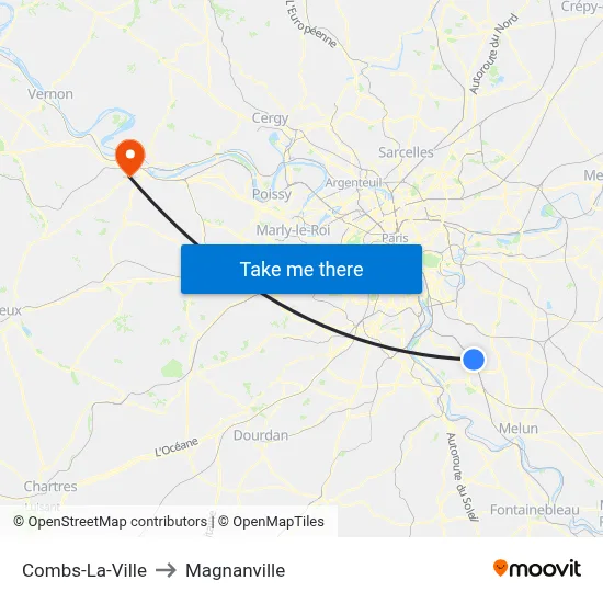 Combs-La-Ville to Magnanville map