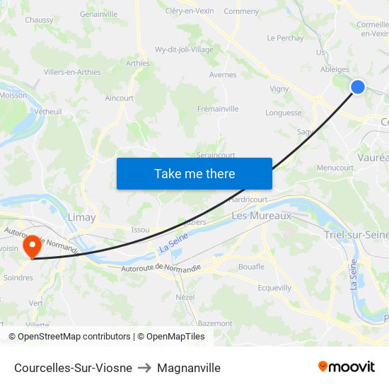 Courcelles-Sur-Viosne to Magnanville map