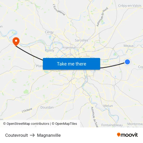 Coutevroult to Magnanville map
