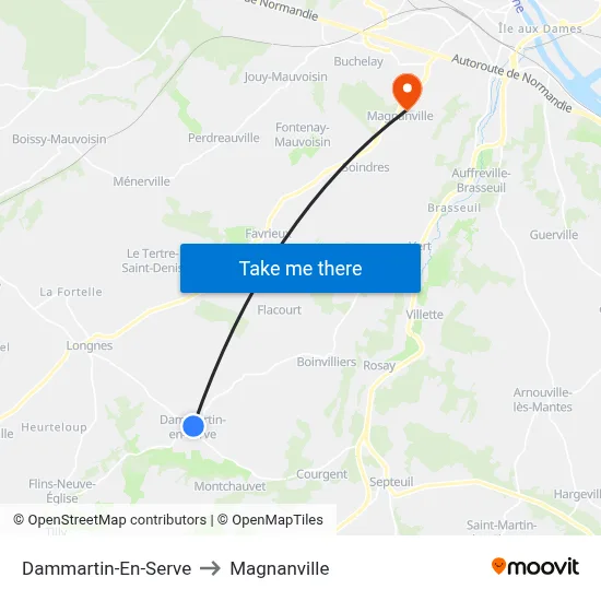 Dammartin-En-Serve to Magnanville map