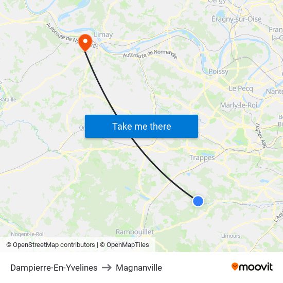 Dampierre-En-Yvelines to Magnanville map
