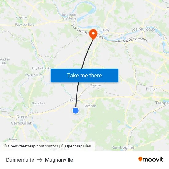 Dannemarie to Magnanville map