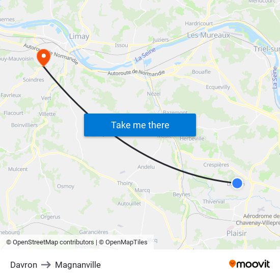Davron to Magnanville map
