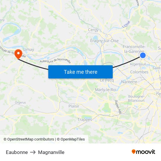 Eaubonne to Magnanville map