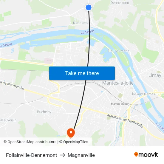 Follainville-Dennemont to Magnanville map