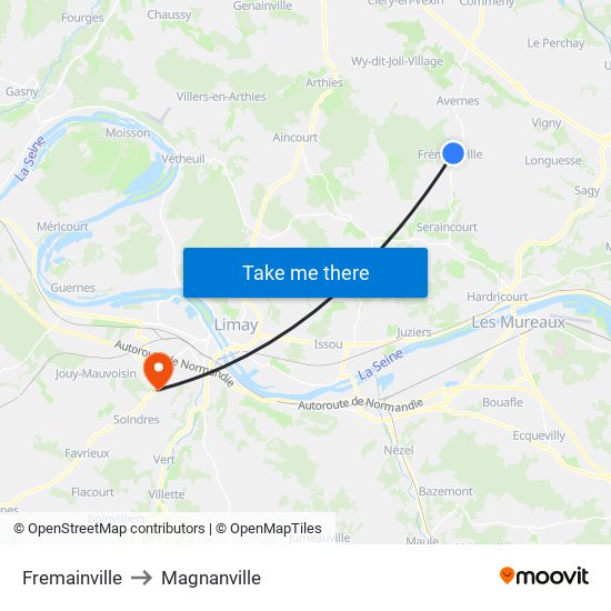 Fremainville to Magnanville map