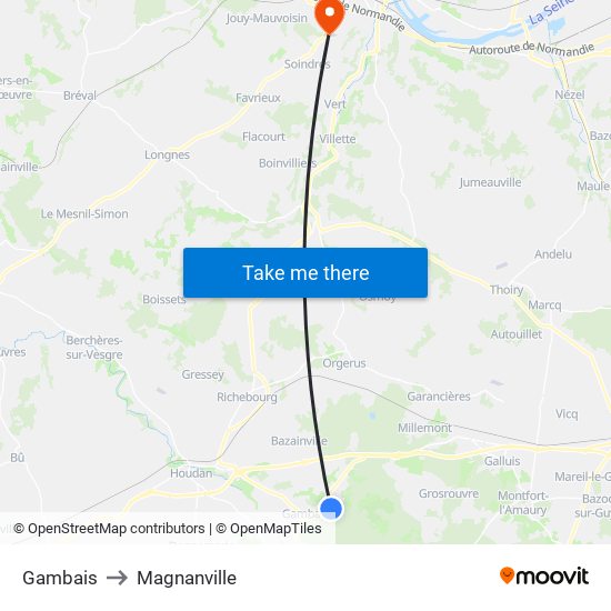 Gambais to Magnanville map