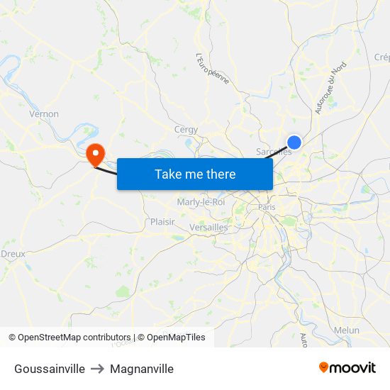 Goussainville to Magnanville map