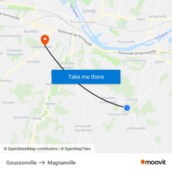 Goussonville to Magnanville map