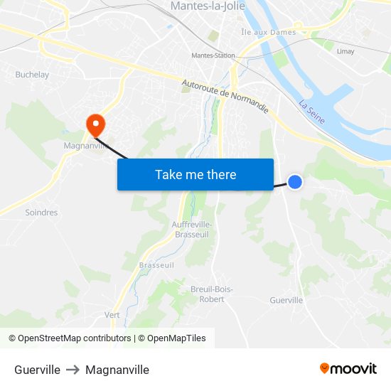 Guerville to Magnanville map