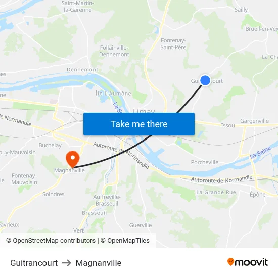 Guitrancourt to Magnanville map
