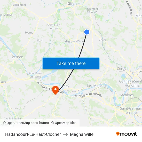 Hadancourt-Le-Haut-Clocher to Magnanville map