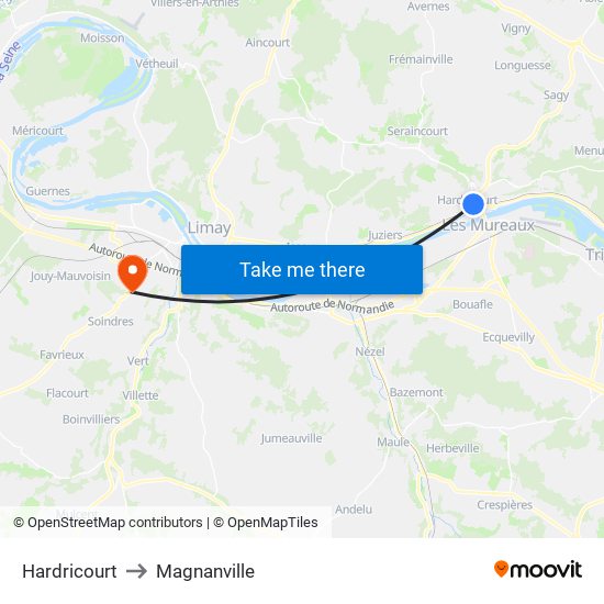 Hardricourt to Magnanville map