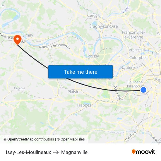 Issy-Les-Moulineaux to Magnanville map