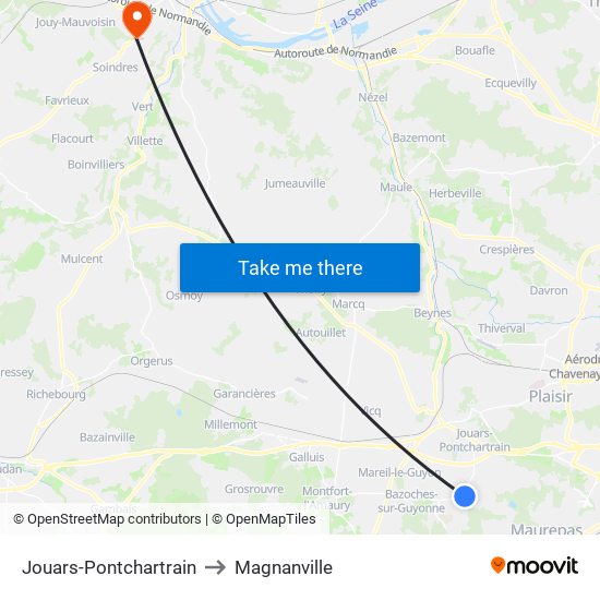Jouars-Pontchartrain to Magnanville map
