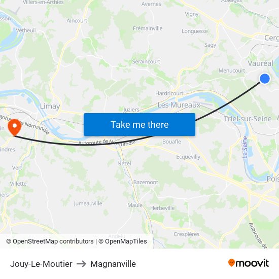 Jouy-Le-Moutier to Magnanville map