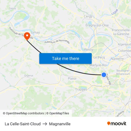 La Celle-Saint-Cloud to Magnanville map