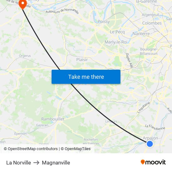 La Norville to Magnanville map