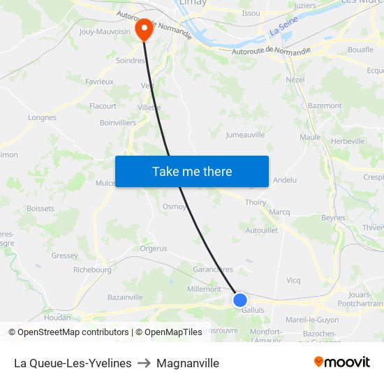 La Queue-Les-Yvelines to Magnanville map