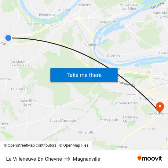 La Villeneuve-En-Chevrie to Magnanville map