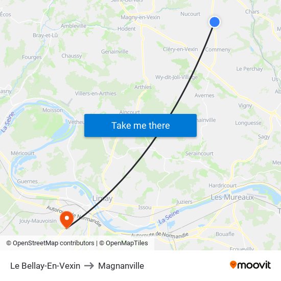 Le Bellay-En-Vexin to Magnanville map