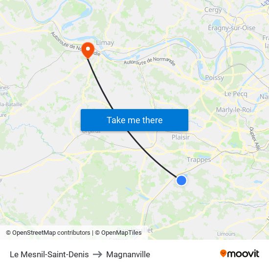 Le Mesnil-Saint-Denis to Magnanville map