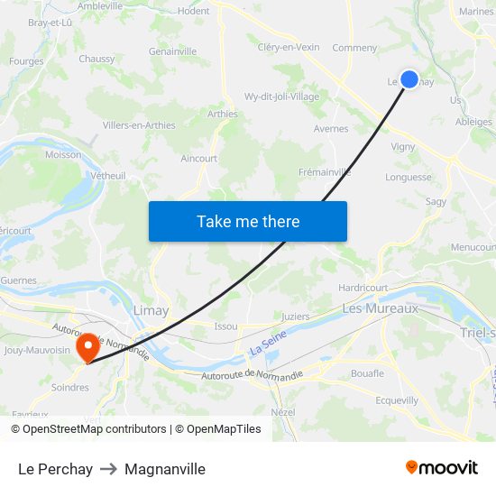 Le Perchay to Magnanville map