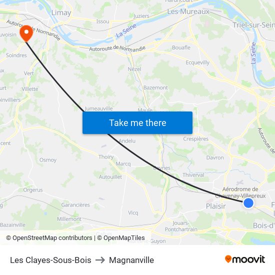 Les Clayes-Sous-Bois to Magnanville map