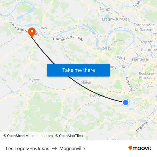 Les Loges-En-Josas to Magnanville map