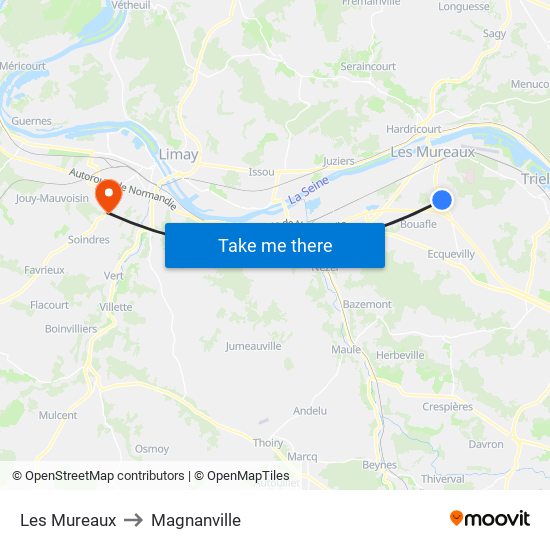 Les Mureaux to Magnanville map