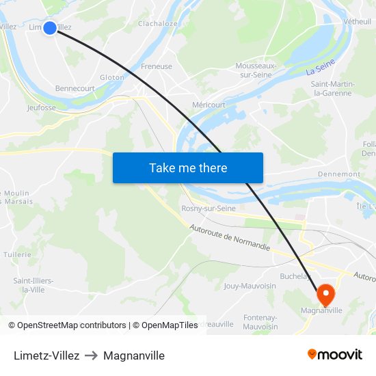 Limetz-Villez to Magnanville map