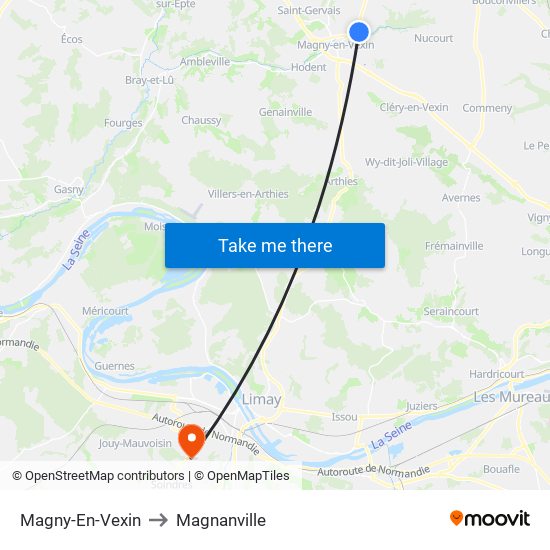 Magny-En-Vexin to Magnanville map