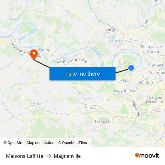 Maisons-Laffitte to Magnanville map