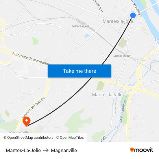 Mantes-La-Jolie to Magnanville map