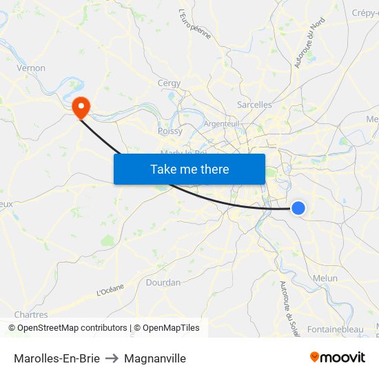 Marolles-En-Brie to Magnanville map