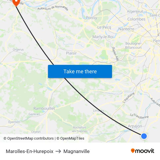 Marolles-En-Hurepoix to Magnanville map