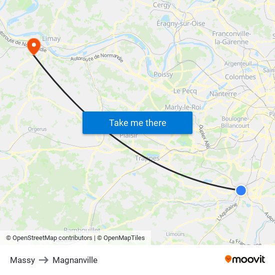 Massy to Magnanville map